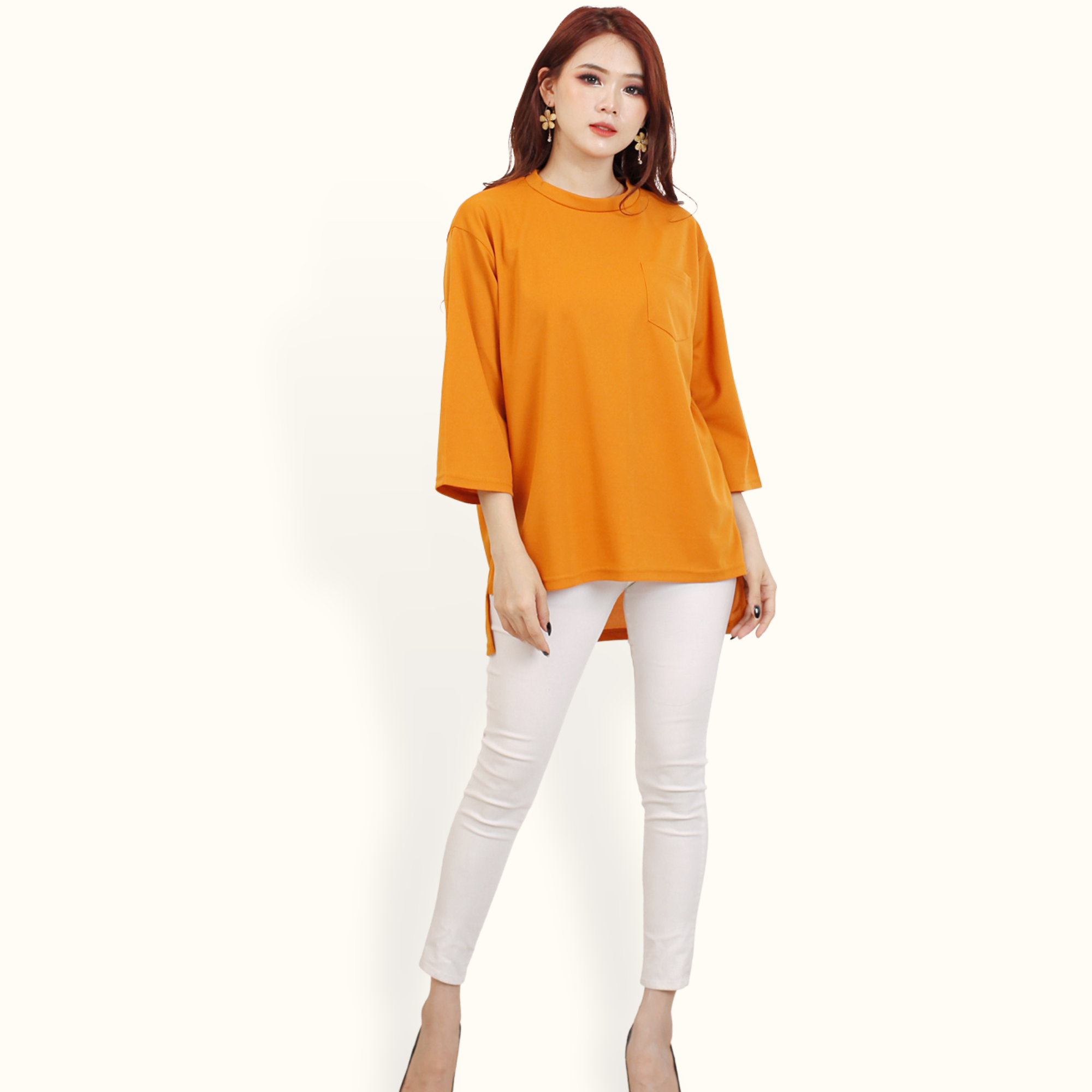 Kaos oversized Lengan panjang variasi kantong - Jfashion Jasmine
