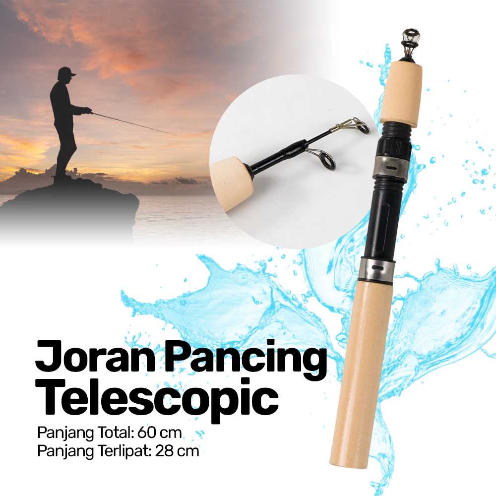 Jual Cortest Joran Pancing Portable Telescopic Fishing Rod 60cm