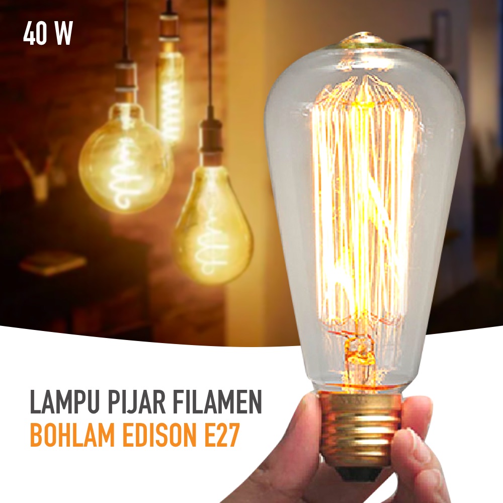 YNL Lampu Pijar Filamen Vintage Bohlam Edison E27 - ST64