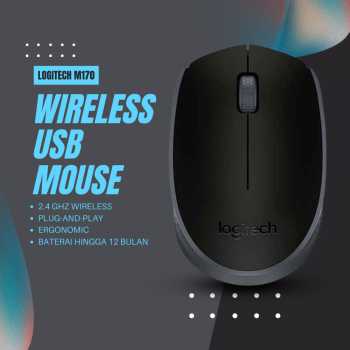 Logitech Mouse Wireless Optical 2.4GHz Ergonomic 3 Key 1000DPI - M170