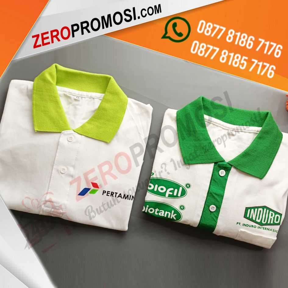 Jual Produsen Souvenir Kaos Katun Putih Berkerah Warna Custom