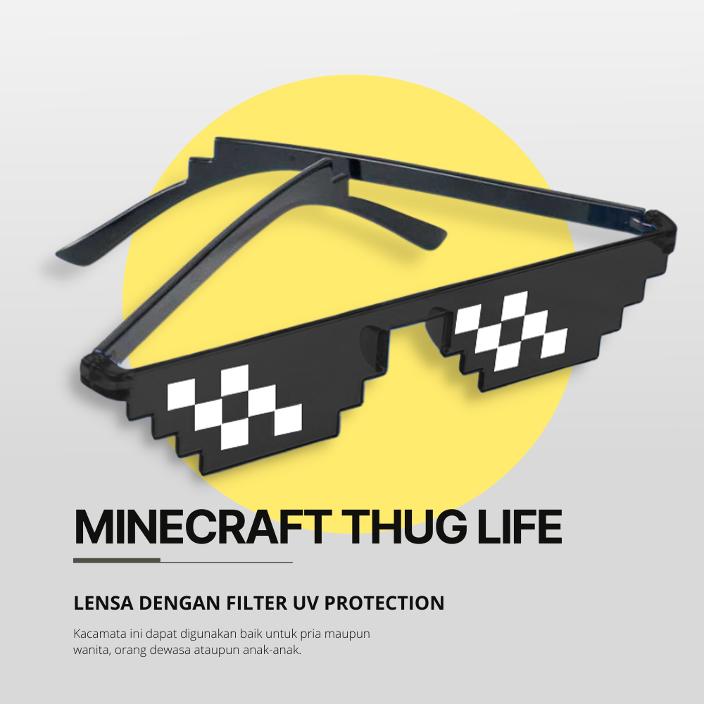 Sozzy Kacamata Model Pixel Minecraft Mosaics Thug Life - W0124