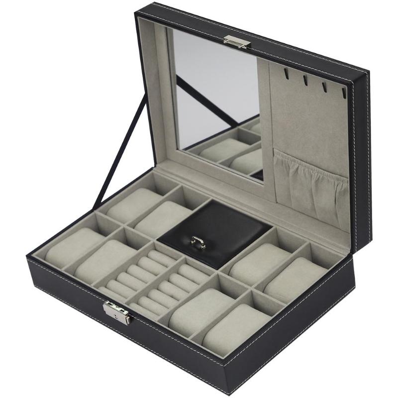 Rhodey Kotak Jam Tangan Watch Box Kulit 12 Slot Mix Grid 30x20x8cm - JO12