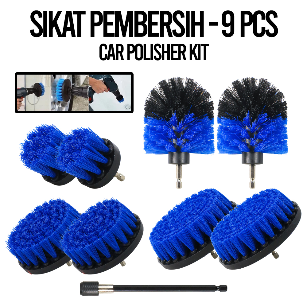 UNTIOR Kepala Sikat Pembersih Brush Car Polisher Kit 9 PCS - DB009