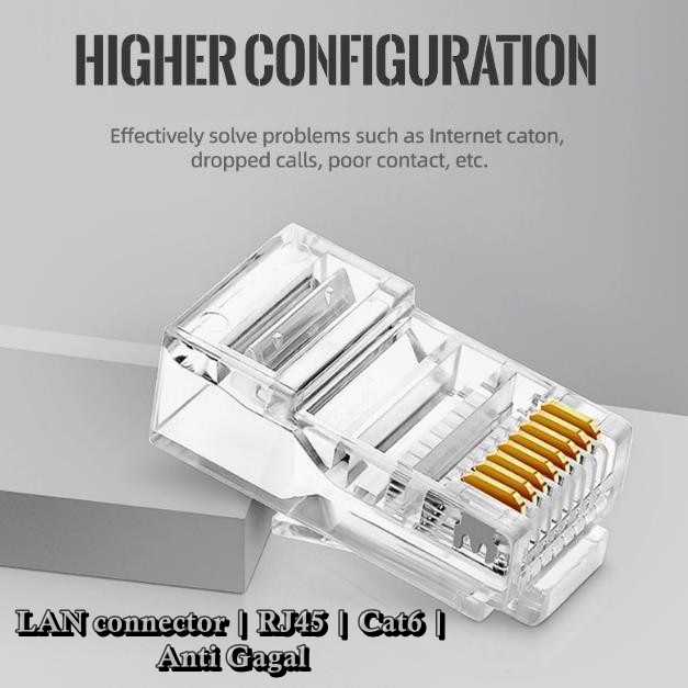 Jual LAN connector RJ45 Cat6 UTP Gold plat 8P8C Anti Gagal