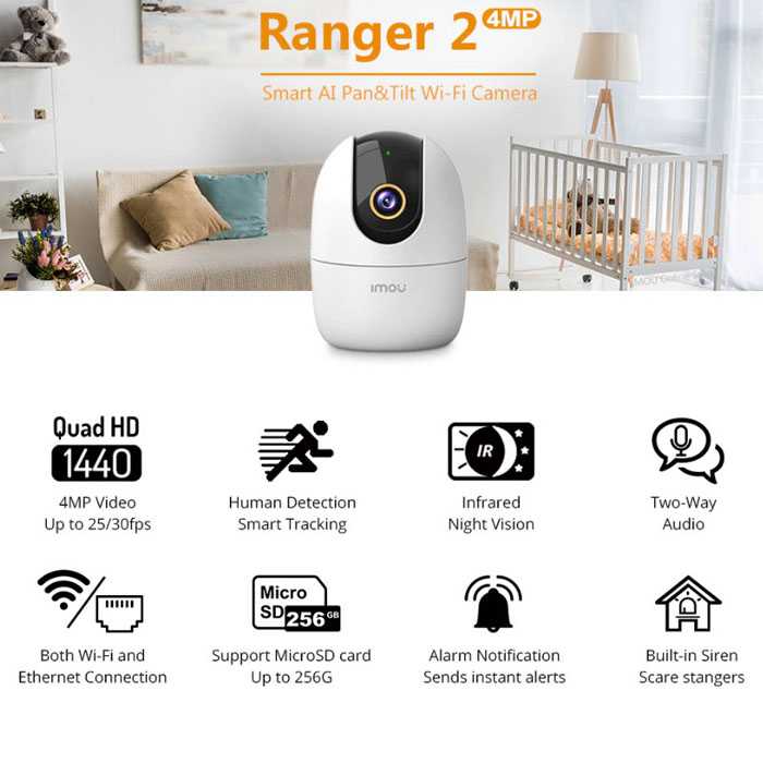 IMOU Ranger 2C-D 1080p WiFi Indoor Security Camera – 360° Pan, Night Vision, Open Box