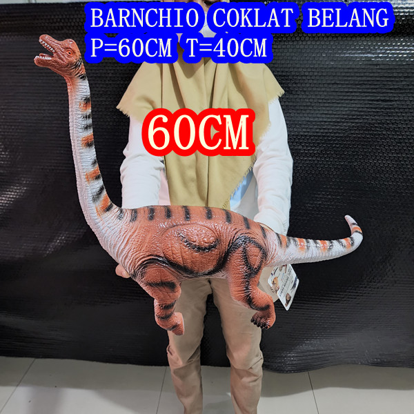 MAINAN DINOSAURUS KARET BRANCHIOSAURUS COKLAT BELANG 60CM JUMBO