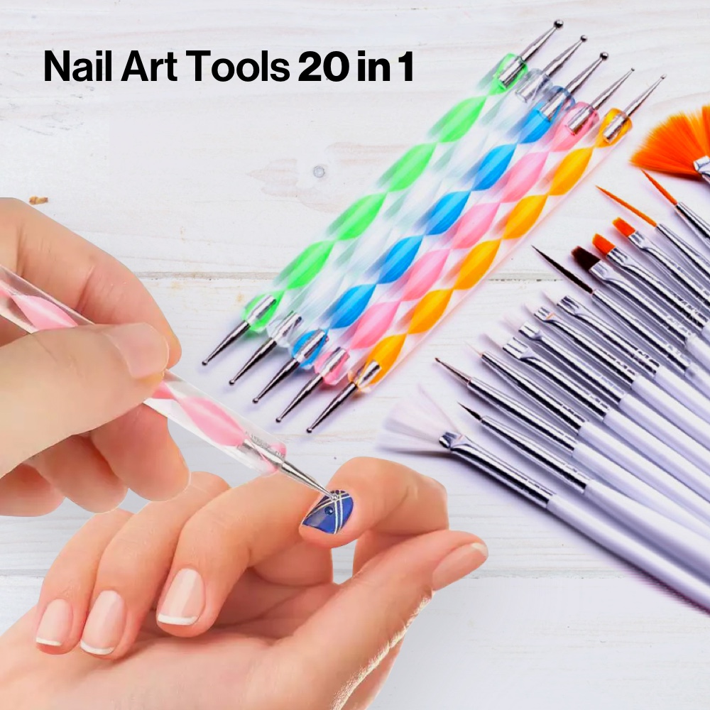 Biutte.co Set Kuas Nail Art 20in1 Dotting Tools Kuku Lukis Profesional - X-19