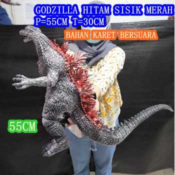 MAINAN GODZILLA HITAM MERAH DINOSAURUS GODZILLA JUMBO 55CM