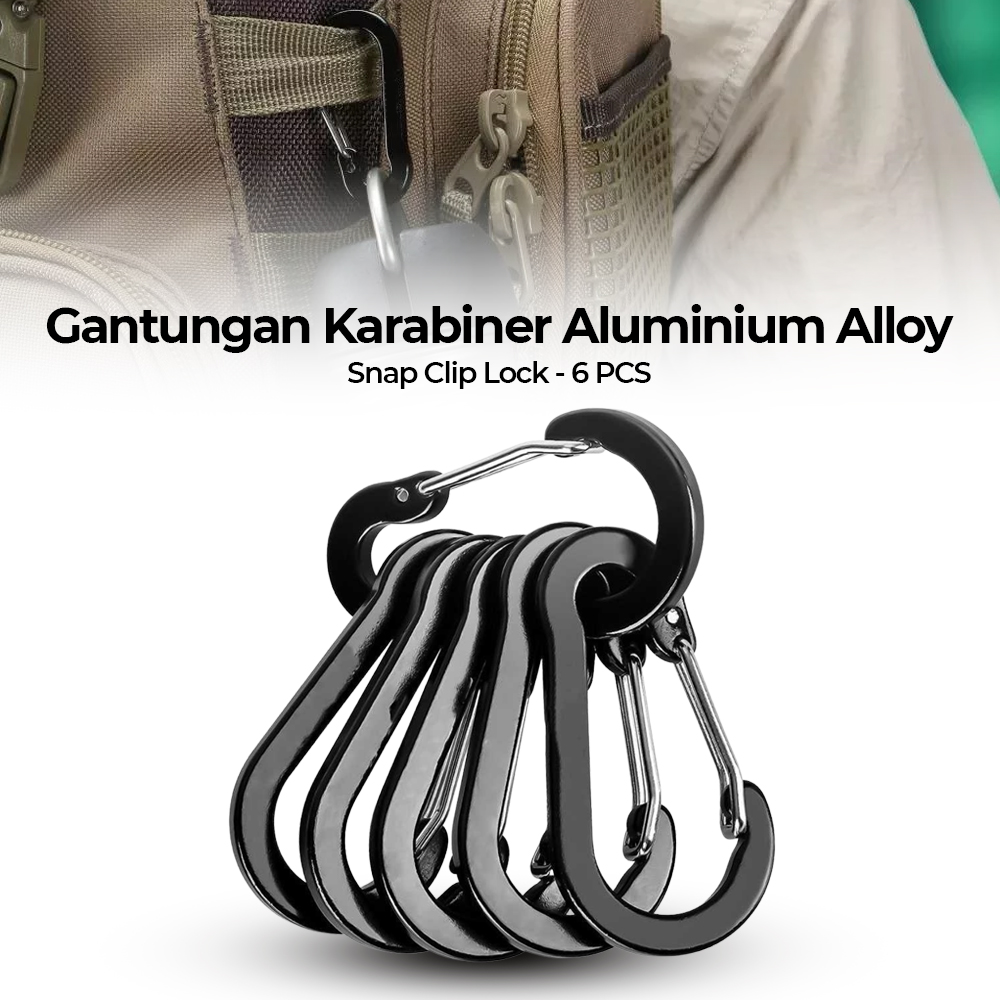 Taffware Gantungan Carabiner Aluminium Alloy Snap Clip Lock 6 PCS - ST15