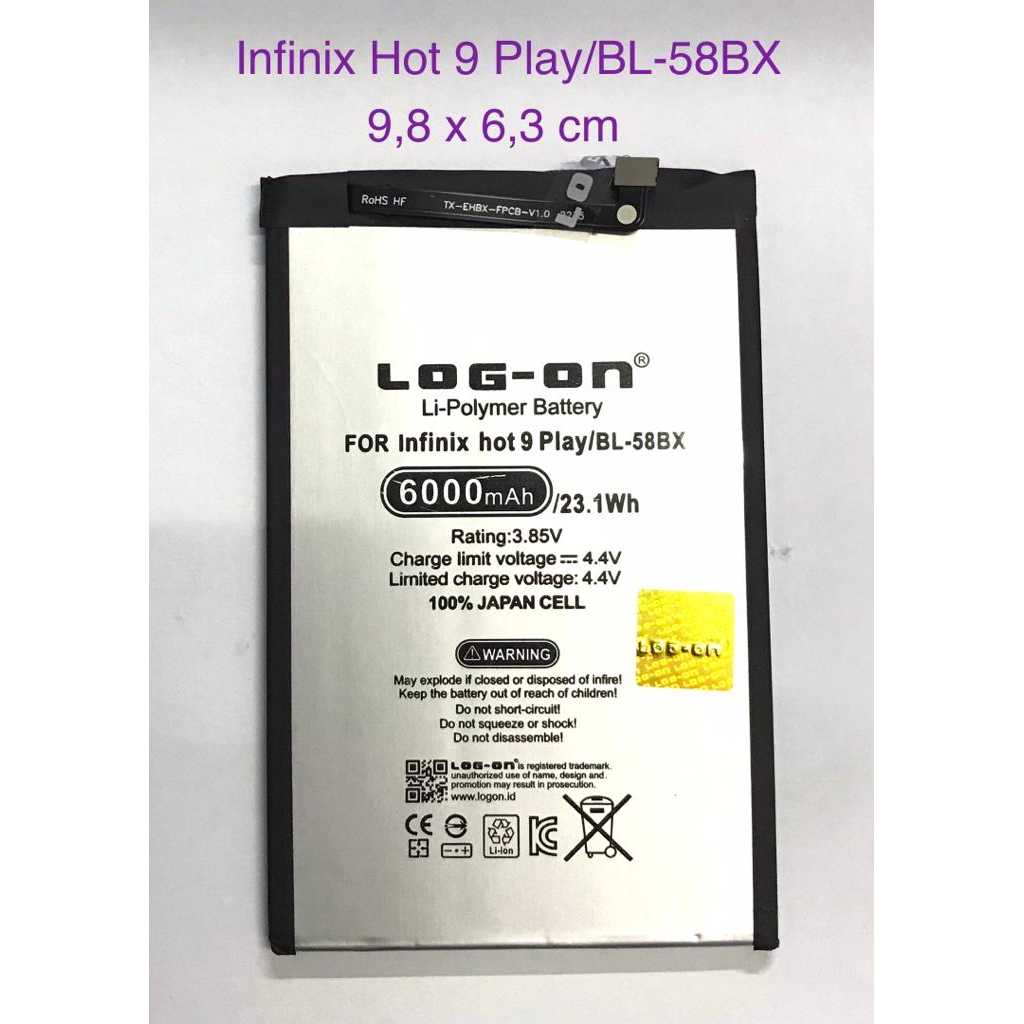 Jual LOG ON BATERAI INFINIX HOT PLAY BL-58BX BATRE DOUBLE