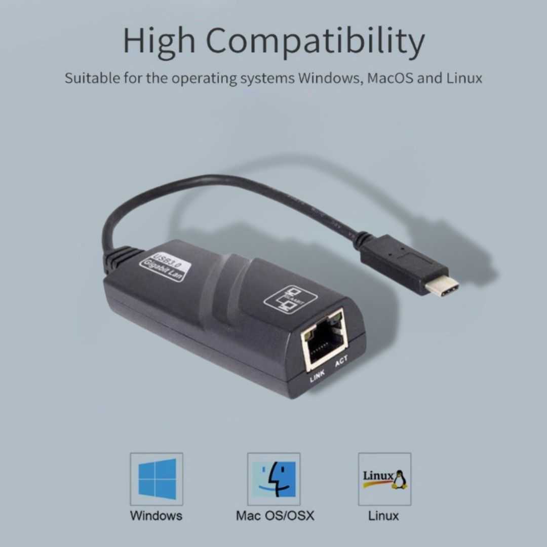 Jual TelDay Adaptor USB Type C to LAN RJ45 Adaptor