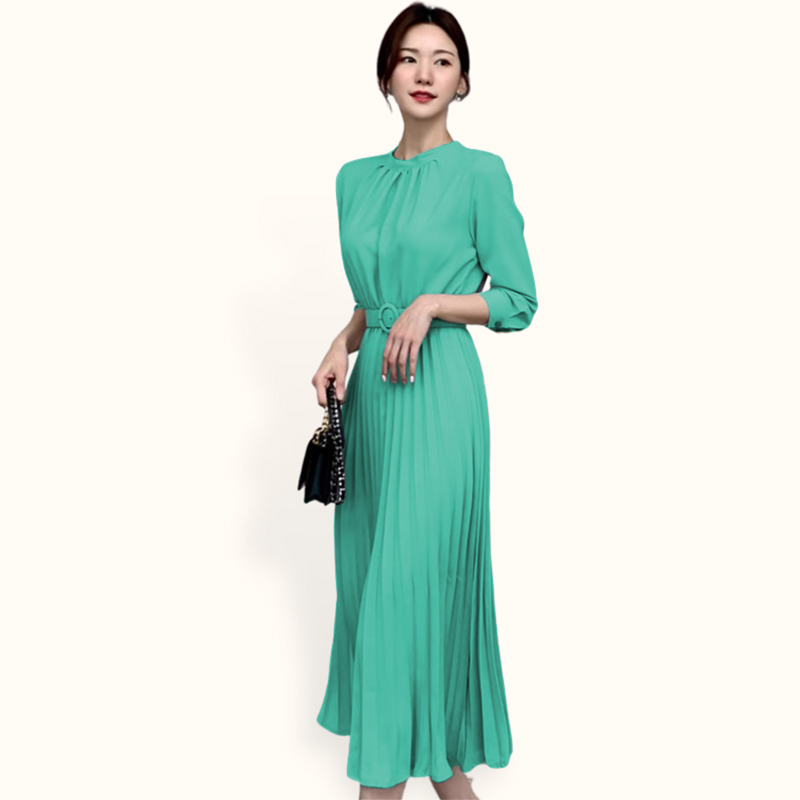 Long Dress ploi plisket lengan panjang terbaru - Jfashion Ganivia
