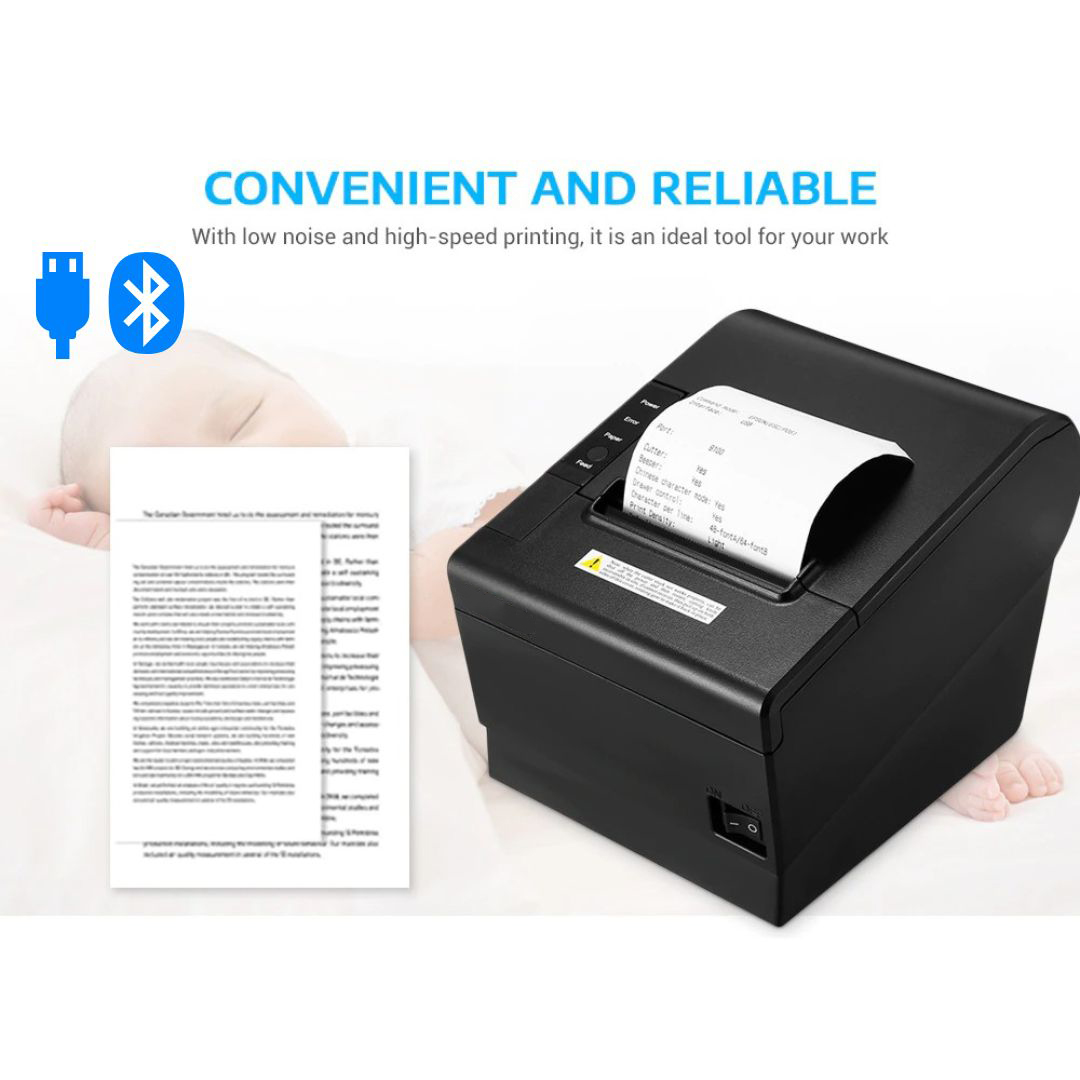 GOOJPRT Printer Bluetooth Mini Thermal Printer POS with USB Port 80mm - JP80H-UB
