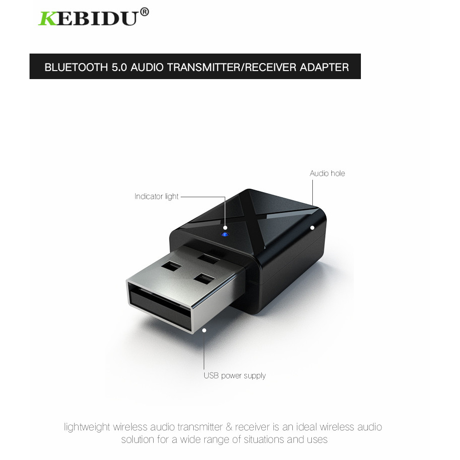Kebidu USB Dongle HiFi Audio Transmitter & Receiver Bluetooth 5.0 - KN320