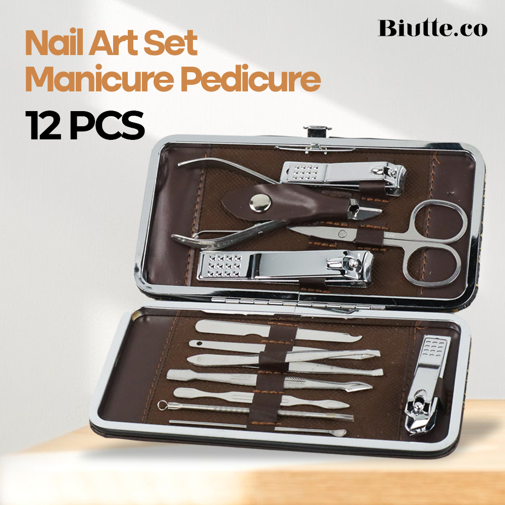 Biutte.co Nail Art Set Manicure Pedicure Stainless Steel 12 PCS - 012A