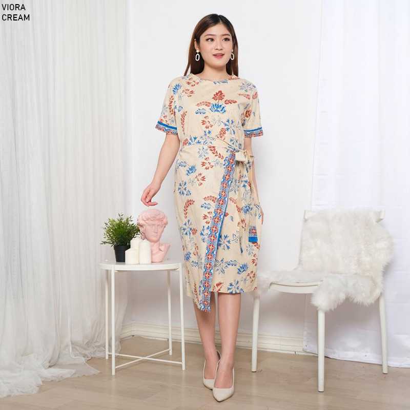 Viora Dress With Scarf - Beige