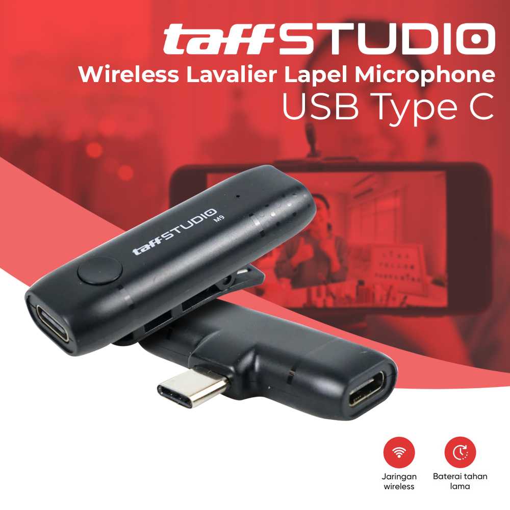 Jual TaffSTUDIO Wireless Lavalier Lapel Microphone Live USB Type