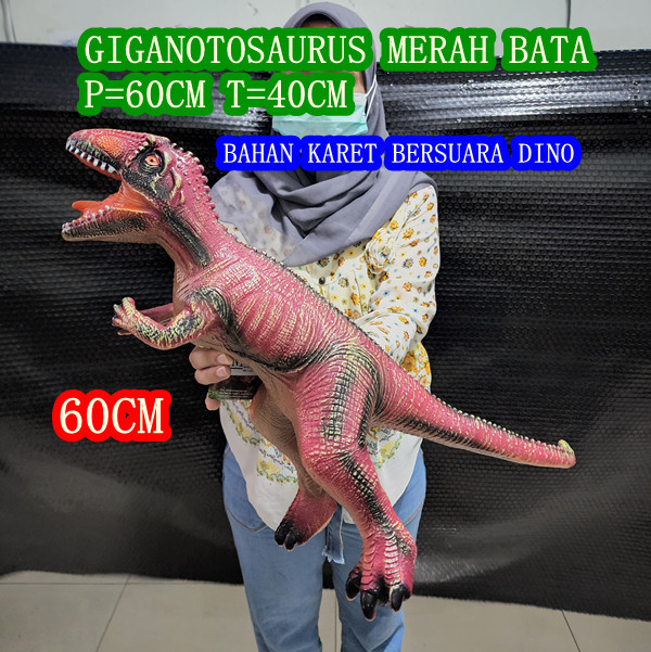 MAINAN DINOSAURUS GIGANOTOSAURUS JUMBO MERAH BATA 60CM