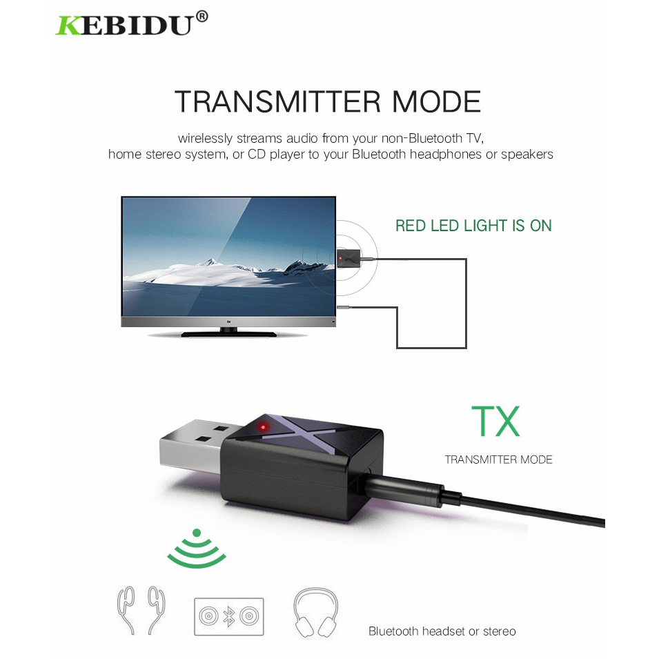 Kebidu USB Dongle HiFi Audio Transmitter & Receiver Bluetooth 5.0 - KN320