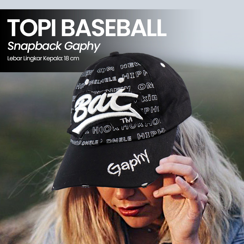MOONBIFFY Topi Baseball Cap Bordir Bat Gaphy - MB18