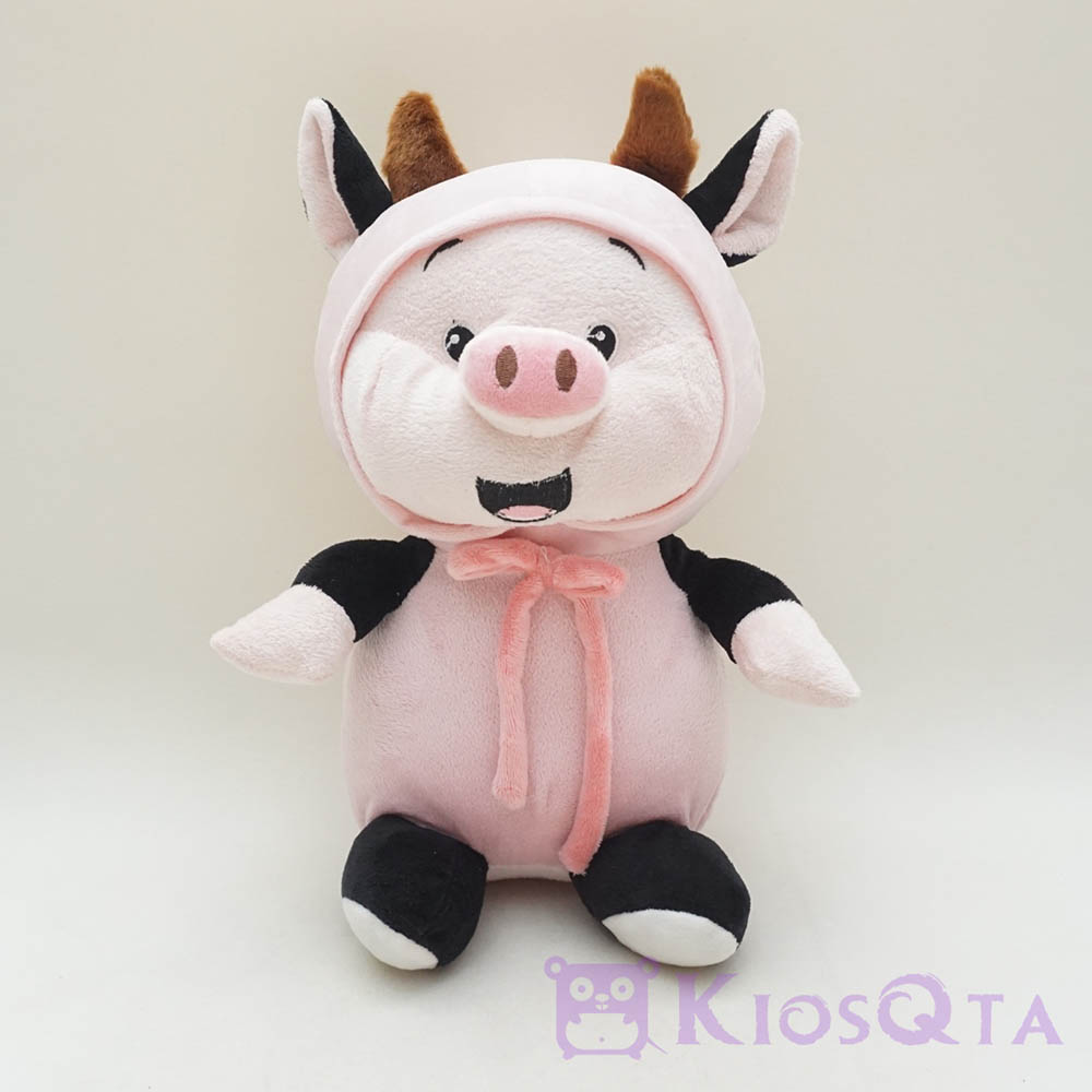 boneka babi lucu hoodie sapi pink medium