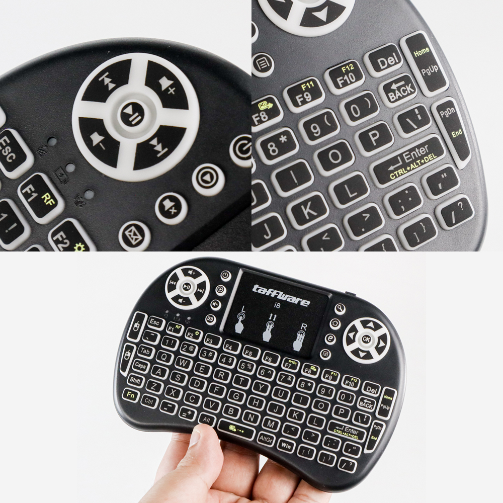 Taffware Keyboard Wireless Mini 2.4GHz RGB with Touchpad Air Mouse - I8