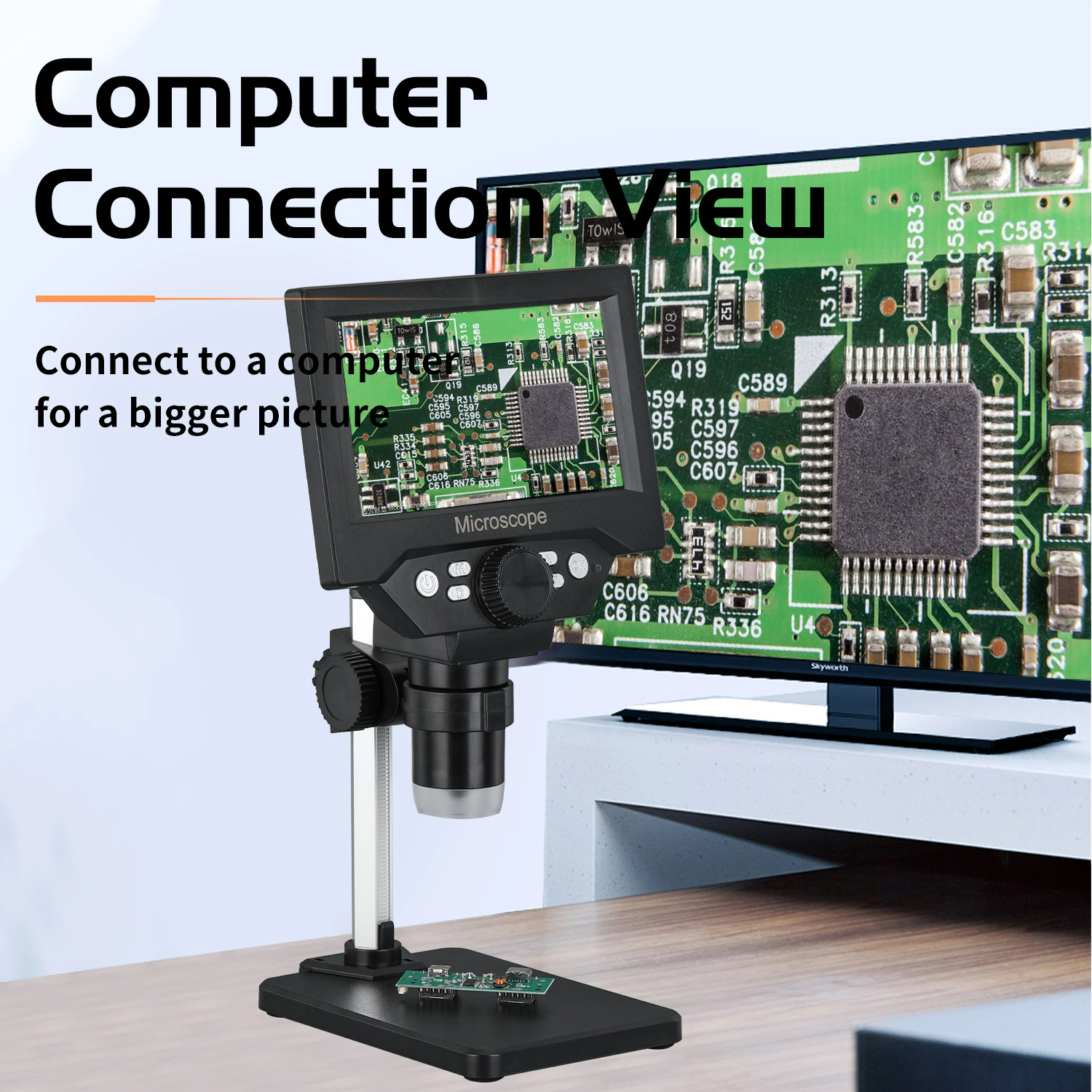 Taffware Mikroskop Digital 10 MP Pembesaran 1000X 5.5 Inch LED Display - G5