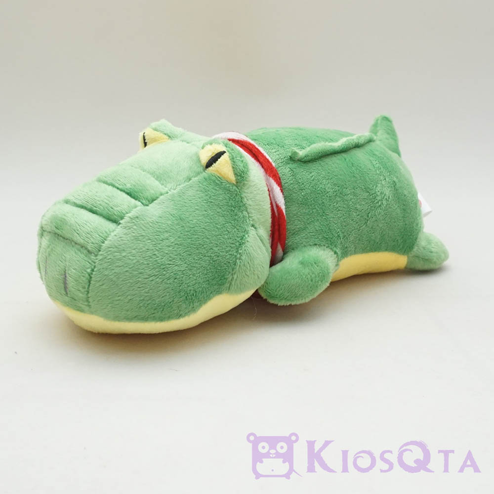 boneka buaya hijau tiarap lucu lying crododile syal merah small