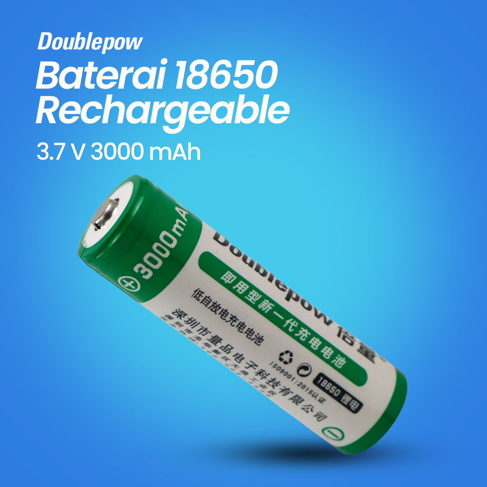 Doublepow Baterai Rechargeable 18650 3.7V 3000mAh Button Top 1 PCS - DP18650