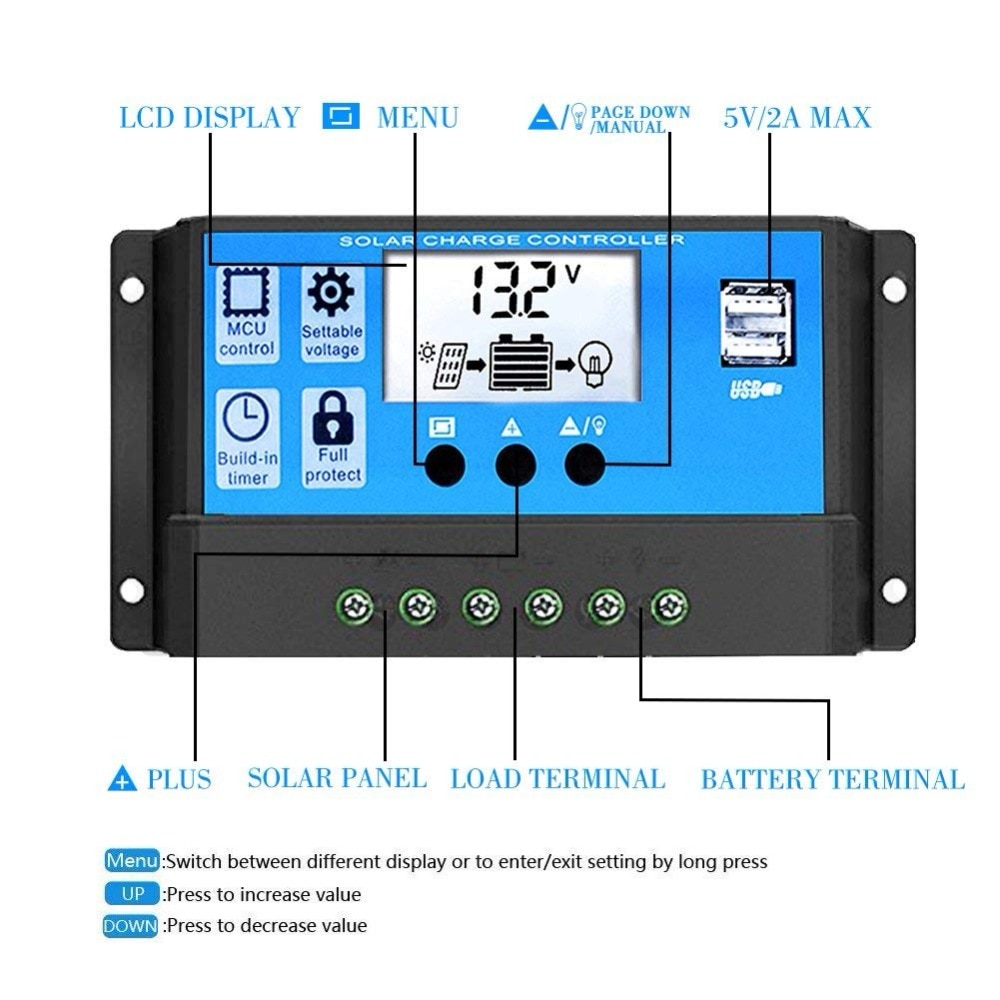 Solar Charge Controller PWM Automatic Recognize 12V/24V - W88 / SY4024HD