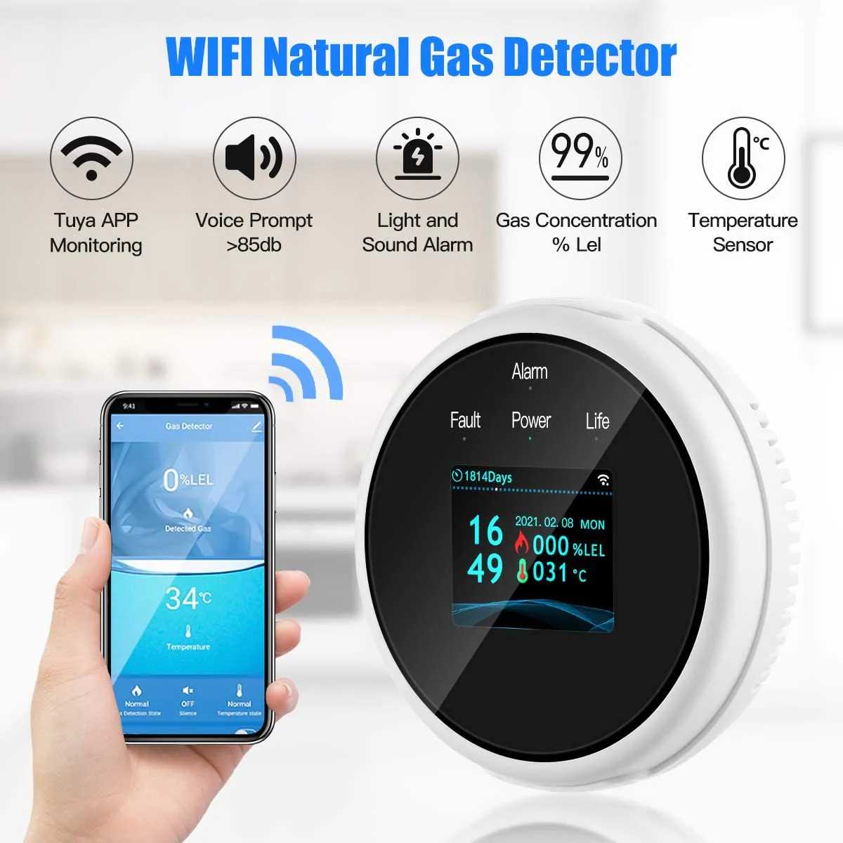 Jual Fengdu Alat Deteksi Gas Bocor Gas Leak Detector Alarm Wifi