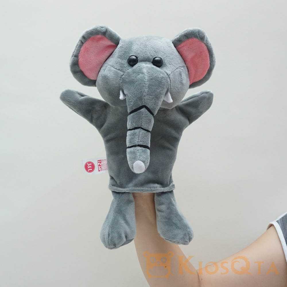 Jual Boneka tangan hand puppet gajah abu abu kaki tangan JAN