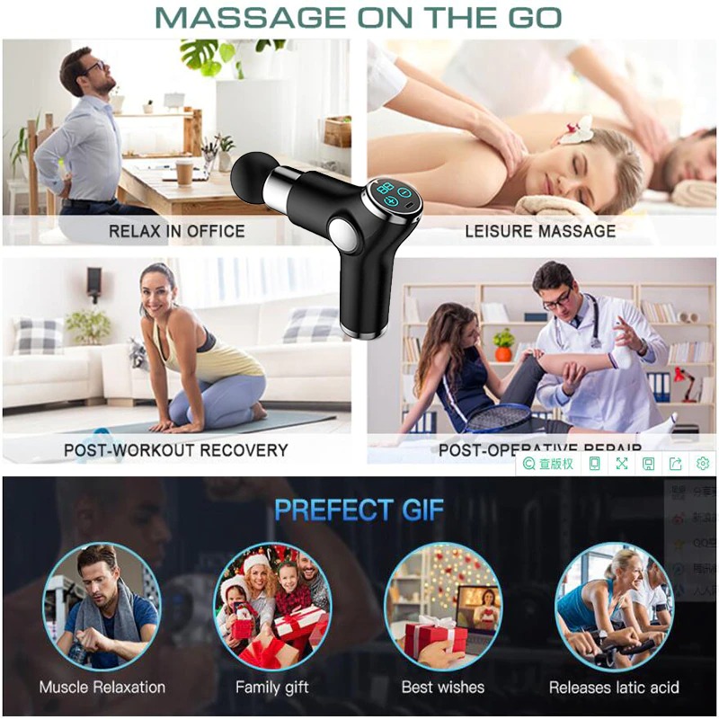 Luccig Alat Pijat Elektrik Pundak Punggung Tangan Massage Gun 1200mAh - KH-515