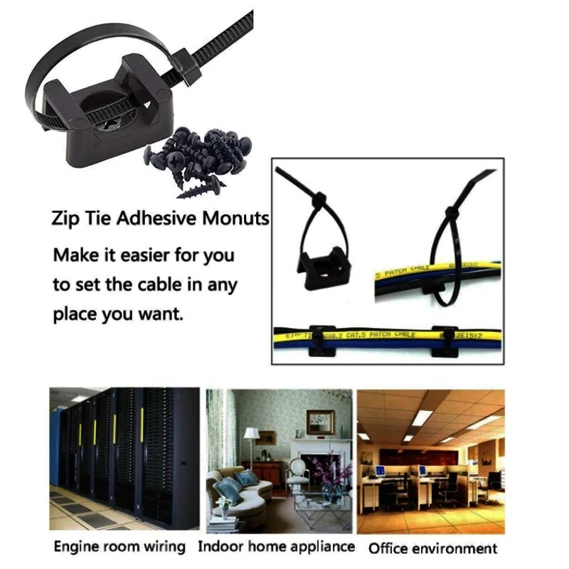 YUEQING Dudukan Kabel Ties Tie Mount Cord Organizer M3 100 PCS - HC-1S