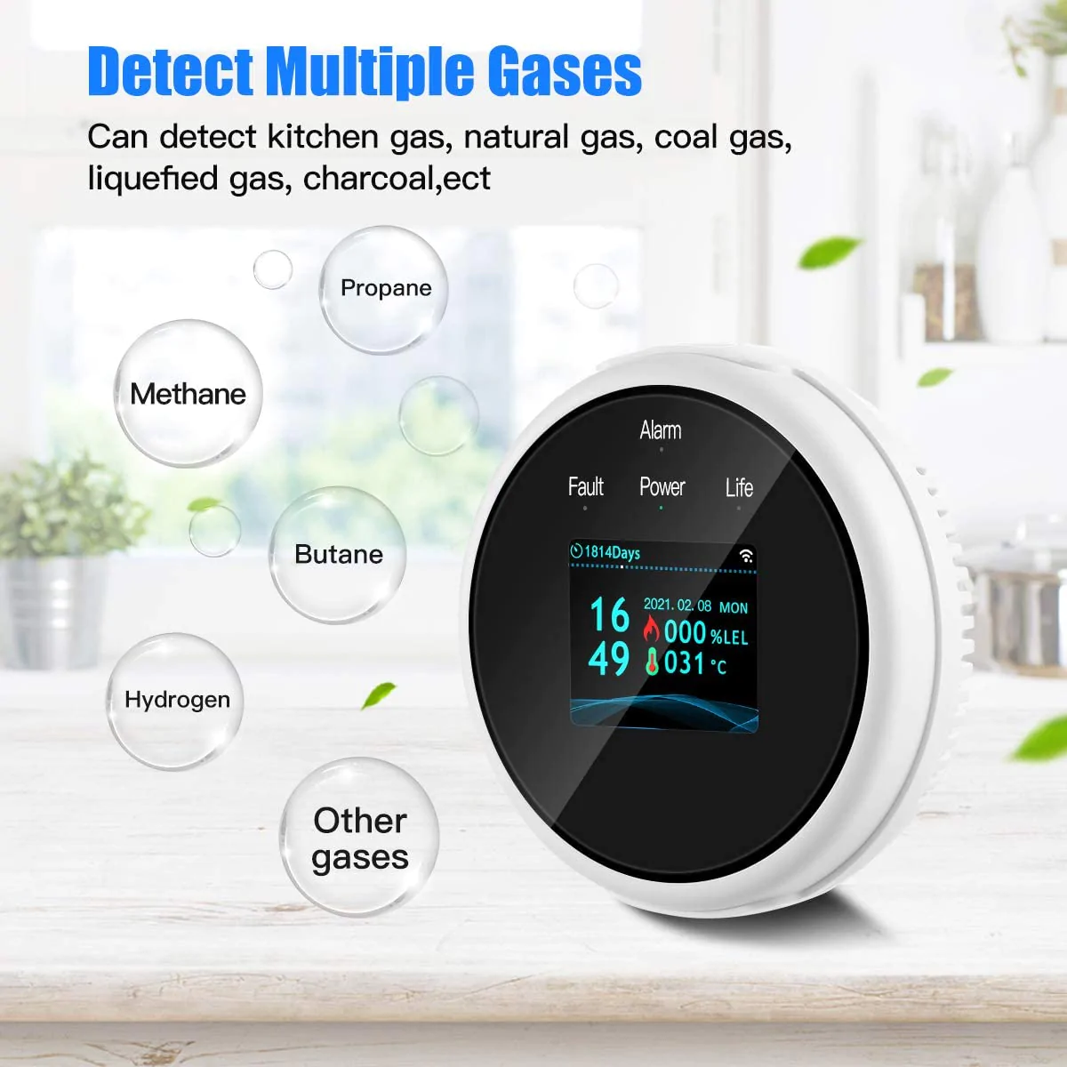 Fengdu Alat Deteksi Gas Bocor Gas Leak Detector Alarm Wifi LCD Screen - FD200