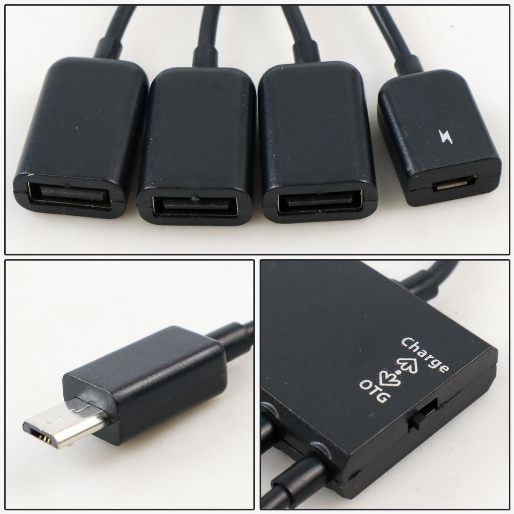 Multifunction Micro USB OTG Hub 4in1 Data Cable & Charge - M3H4