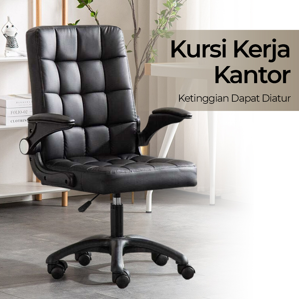 Comfort Kursi Kerja Kantor Office Chair Lift Swivel Leather - C032
