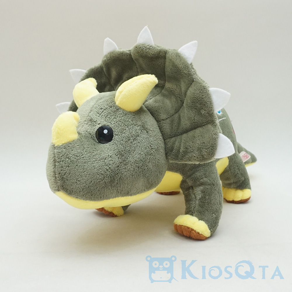 boneka dinosaurus triceratops lucu gendut hijau tua medium