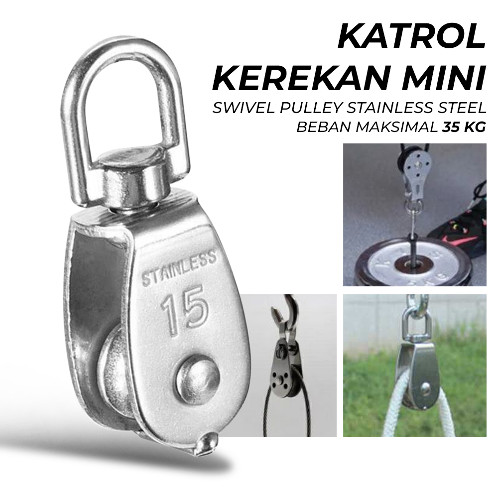 Taffware Katrol Kerekan Mini Serbaguna Swivel Pulley Stainless Steel