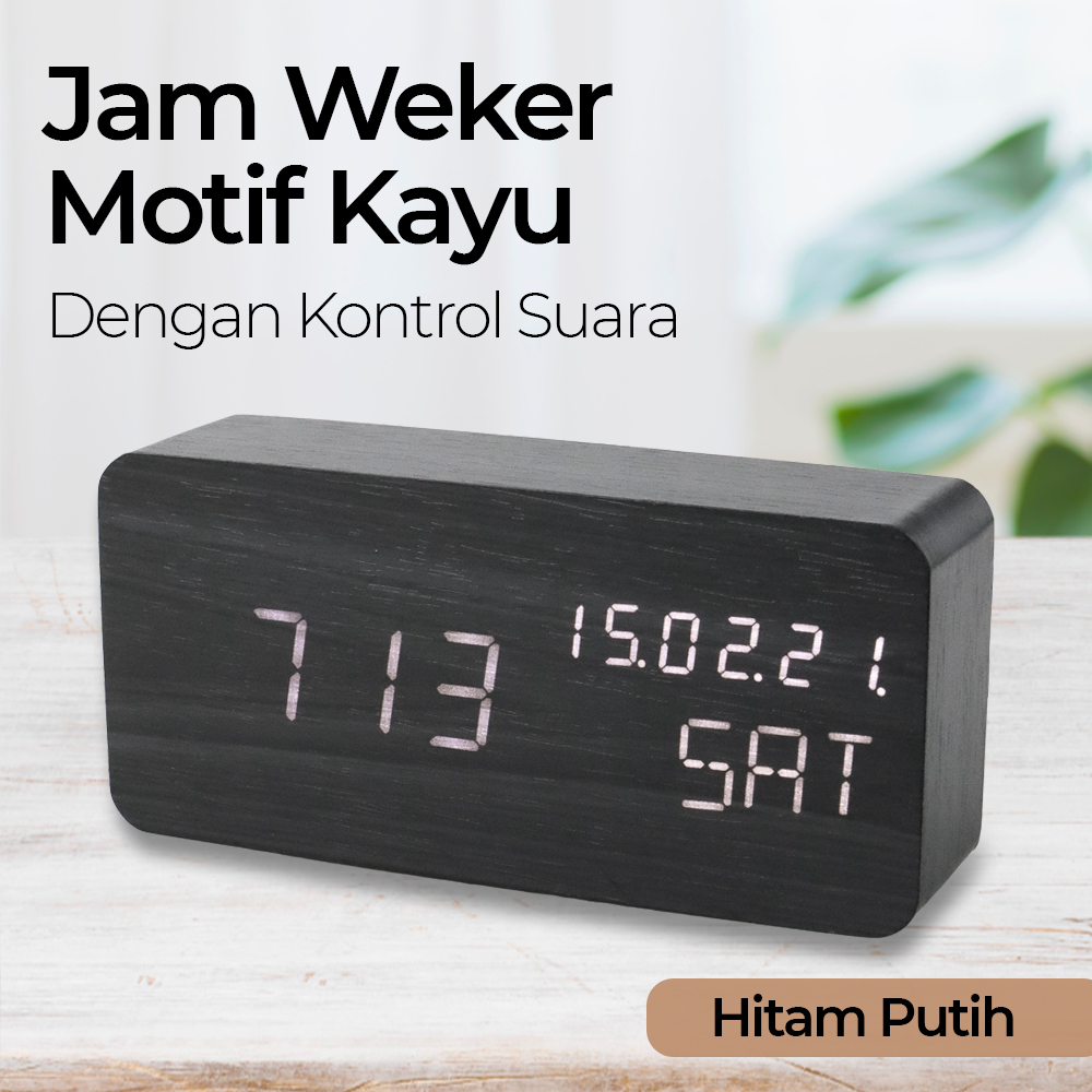 Lovin Jam Weker Alarm Digital Kayu Clock Temperatur Voice Control - TX602