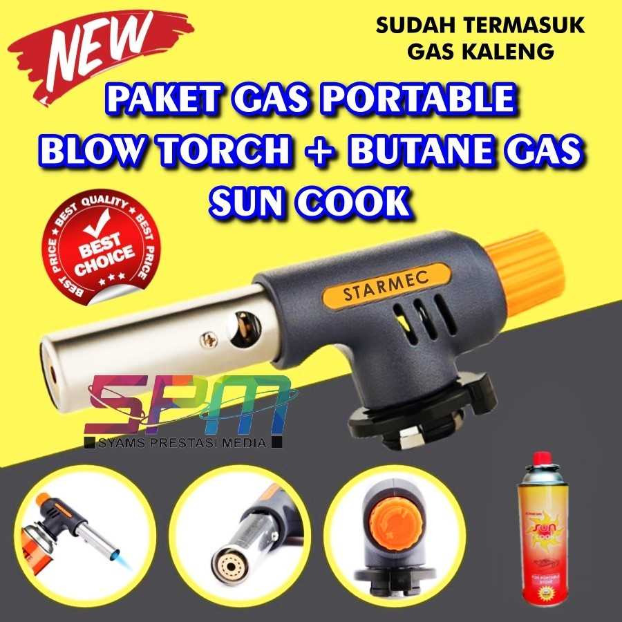 Jual BLOW TORCH FLAME GUNS + BUTANE GAS POTABLE KALENG SUN COOK