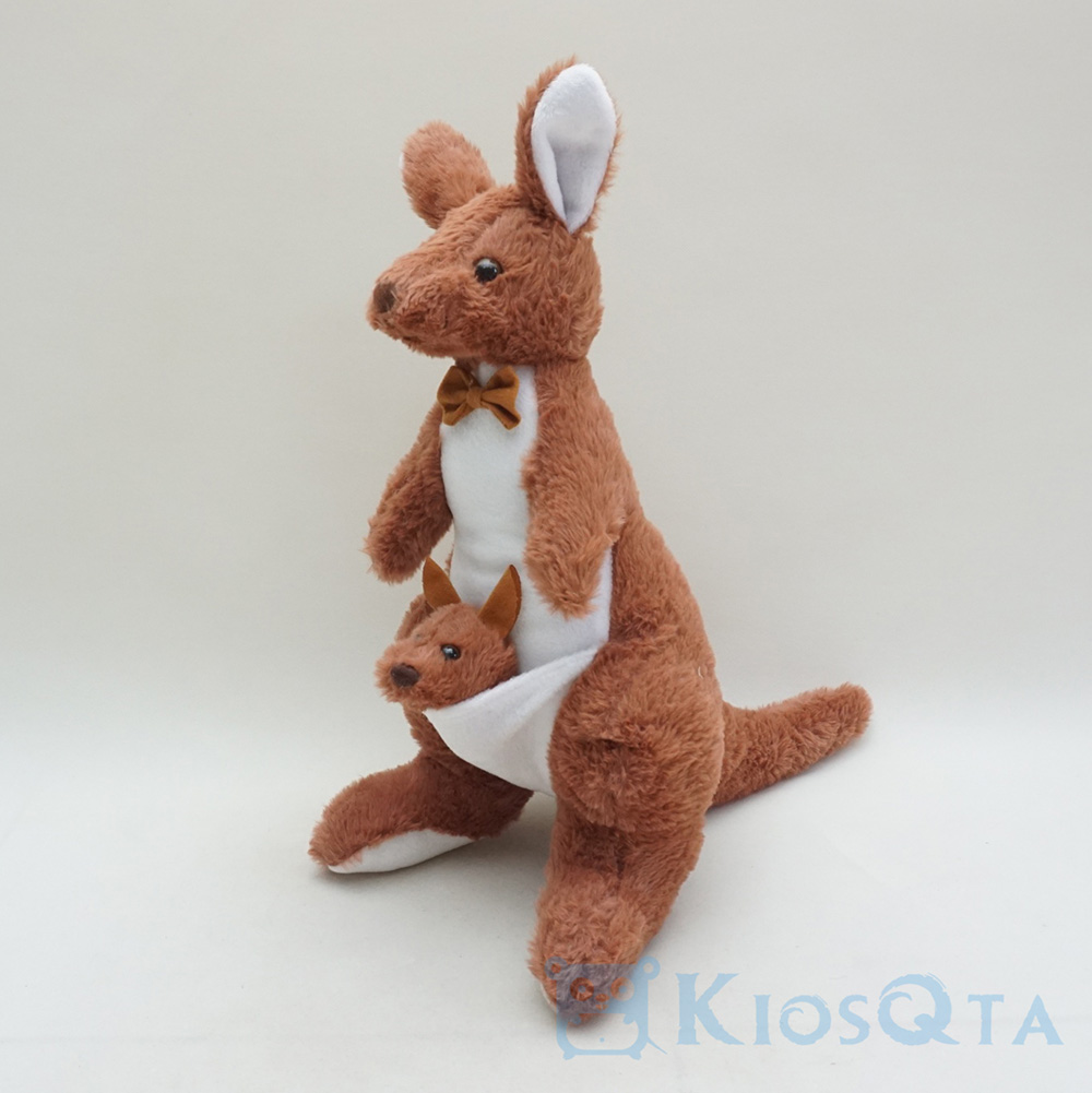 boneka kanguru coklat bawa anak baby kangaroo lucu large