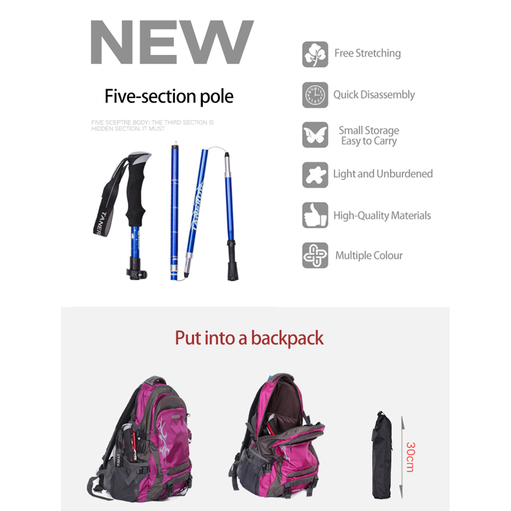 TaffSPORT Tongkat Hiking Trekking Pole 110cm Foldable 30cm - 101