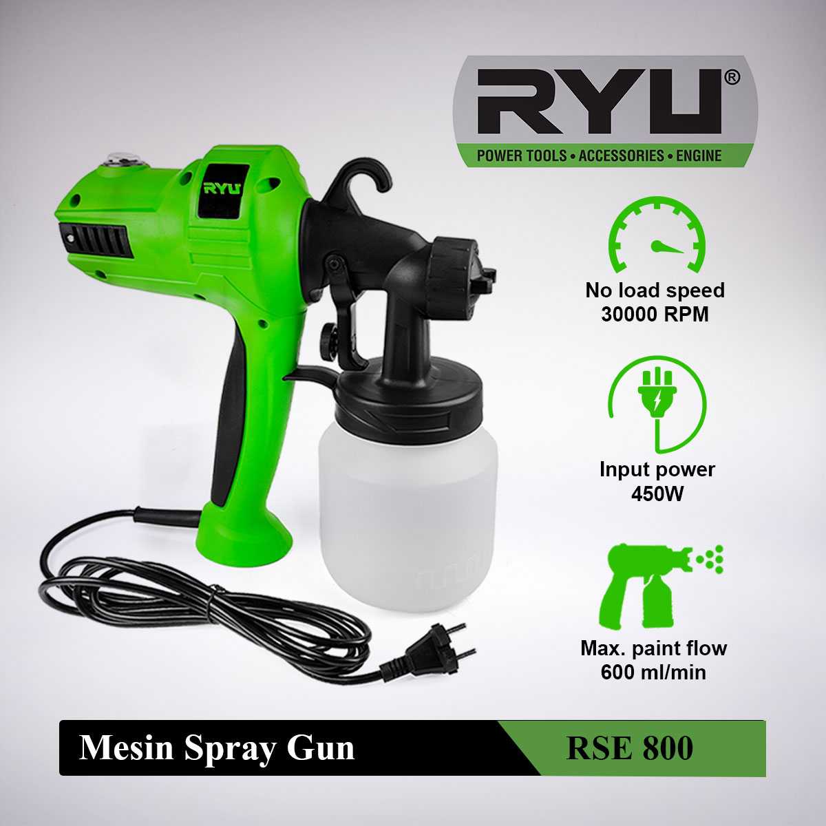 Jual Ryu Elektric Spray Gun RSE800 450 Watt Semprot Cat Listrik