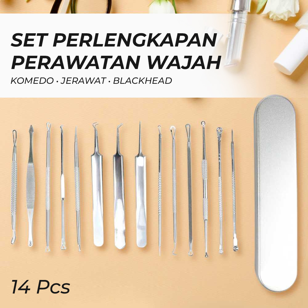 Biutte.co Alat Perlengkapan Komedo Jerawat Blackhead 14 PCS - PT14