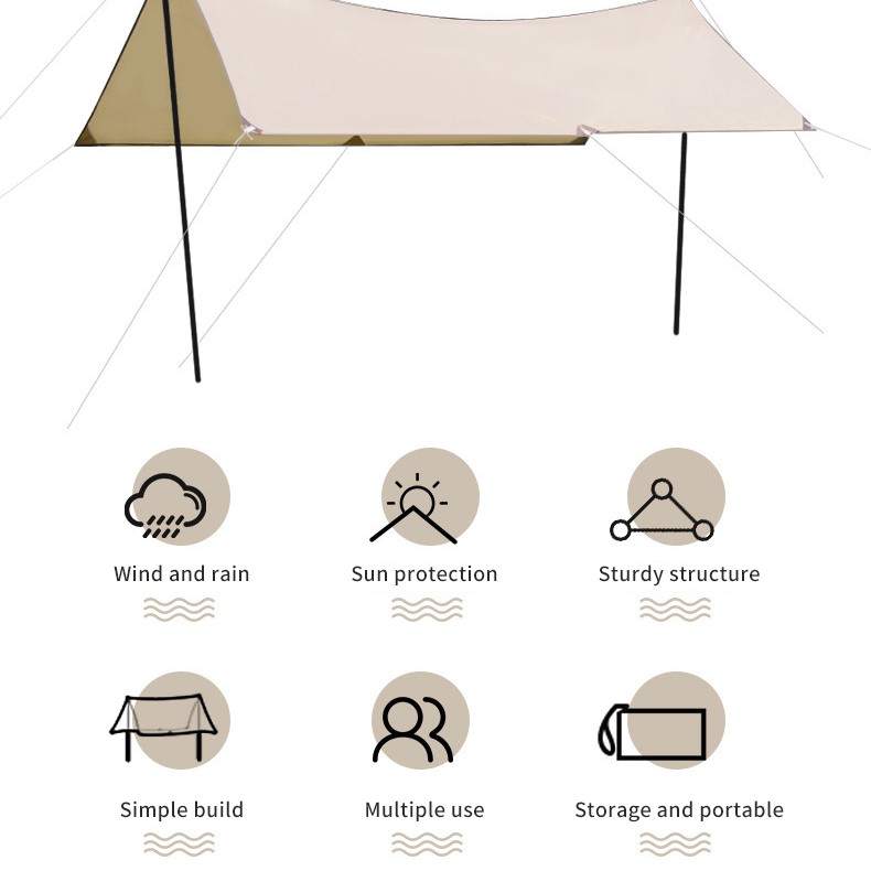 Buizel Tenda Camping Kanopi Flysheet Shelter Rain Proof Simple Build - B3