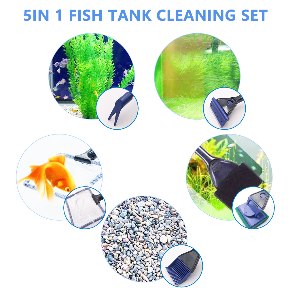 Grobal Sikat Jaring Net Pembersih Akuarium Set 5in1 Cleaning Brush - FPD-51