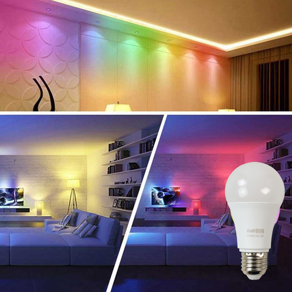 TaffLED Lampu Bohlam RGB dengan Remote Kontrol E27 3W - BONDA B2