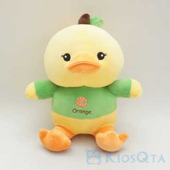 boneka bebek kuning yellow duck baju hijau bordir buah orange medium